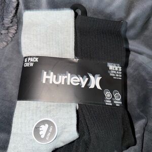Hurley Men's Crew Socks 6-Pack - Black and Light Gray